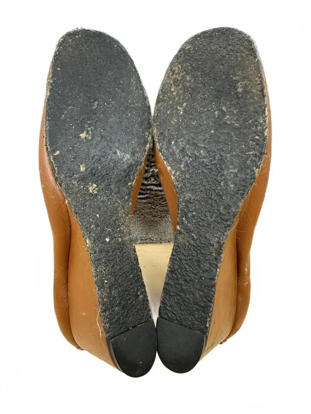Vintage Brown Leather Wedge Slip On Heels 90s Y2K Retro